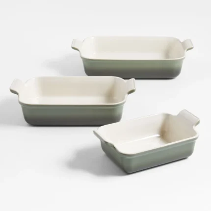 Zapvu Le Creuset ® Heritage Thyme Rectangular Baking Dishes, Set of 3