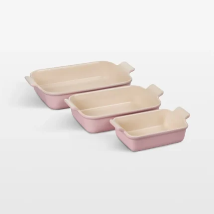Zapvu Le Creuset ® Heritage Chiffon Pink Rectangular Baking Dishes, Set of 3