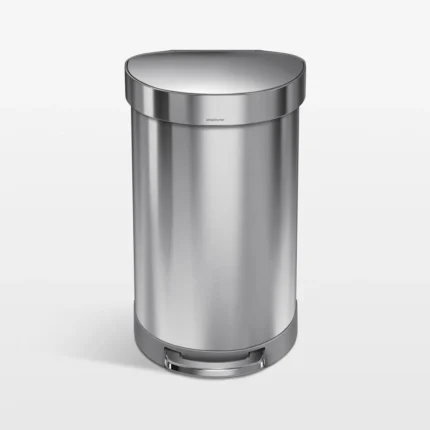 Zapvu Simplehuman 45 Liter Semi-Round Liner Rim Trash Can, Brushed Stainless Steel
